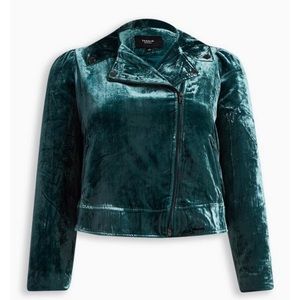 Emerald Velvet Moto Jacket